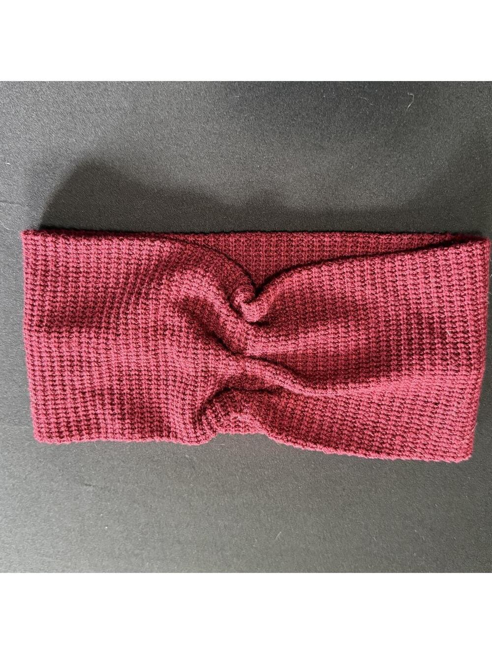 Burgundy Knit Twist Headband Ear Warmer